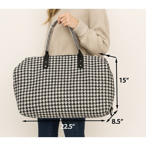 Lulu Dharma Houndstooth Weekender Tote Bag NWT — Holiday Gift Ready - Picture 4 of 12